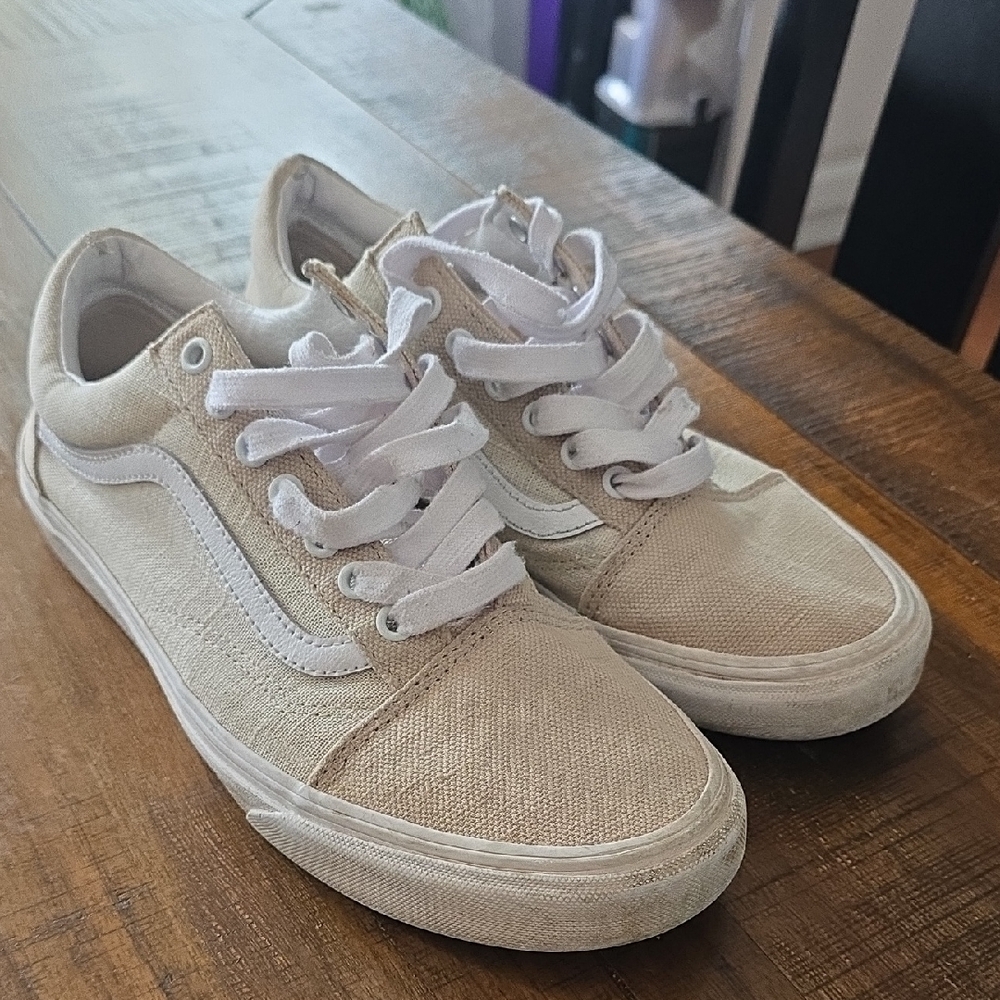 Vans Cream Canvas Sneakers